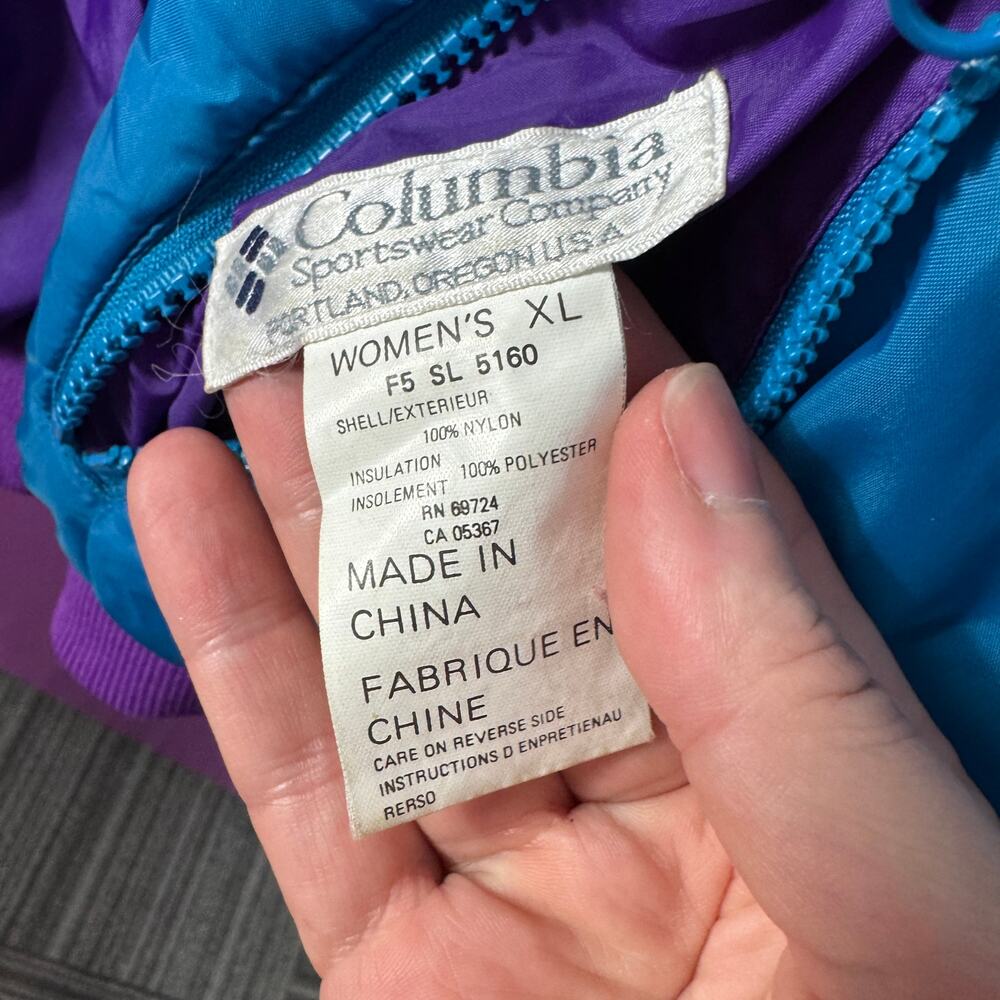 Vintage Columbia Reversible Puffer Jacket Women’s XL Blue Purple Insulated Coat - Picture 10 of 10